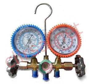 V1804: MANIFOLD DE LATÓN C/MIRILLA; R134A R404 Y R22; AVB Y PROTECCIÓN CON JGO. DE MANGUERAS 36"