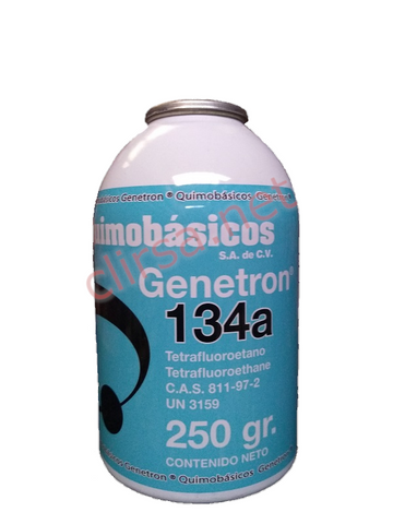 V5106: GAS REFRIGERANTE MARCA GENETRON R134A EN PRESENTACIÓN DE LATA DE .250 GRS CON VÁLVULA TIPO PIVOTE